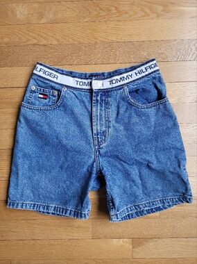 Tommy Hilfiger Blue Denim Logo Waistband Women's Shorts